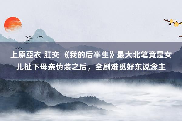 上原亞衣 肛交 《我的后半生》最大北笔竟是女儿扯下母亲伪装之后，全剧难觅好东说念主