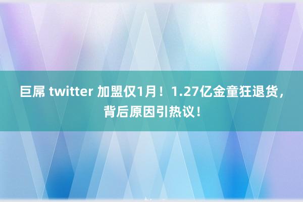巨屌 twitter 加盟仅1月！1.27亿金童狂退货，背后原因引热议！