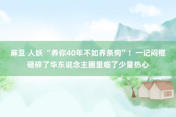 麻豆 人妖 “养你40年不如养条狗”！一记闷棍砸碎了华东说念主圈里临了少量热心