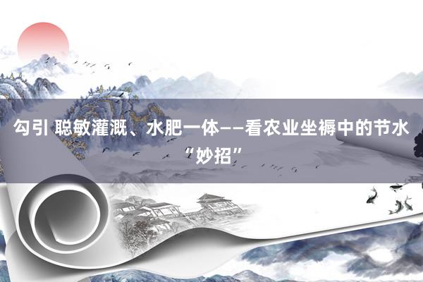 勾引 聪敏灌溉、水肥一体——看农业坐褥中的节水“妙招”